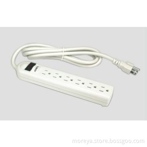 Power strip of American standard, with 6 socket outlets, extension cord, overload protection